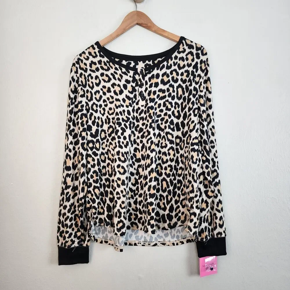 NWT Kate Spade New York Classic Leopard Print Loungewear Jogger Set - Women’s XL